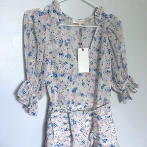 brand new love shack fancy dress silver cream floral mini, sun dress size 0